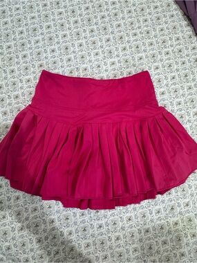 Girls' Fuchsia Pleated Skirt - Comfortable Stretch Waist